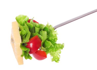 vork met verse salade.