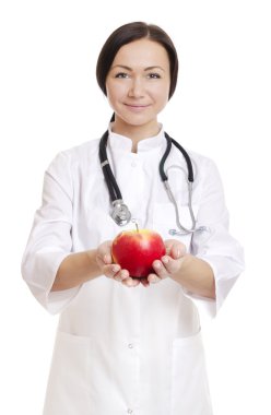 Apple - stok görüntü tutan doktor