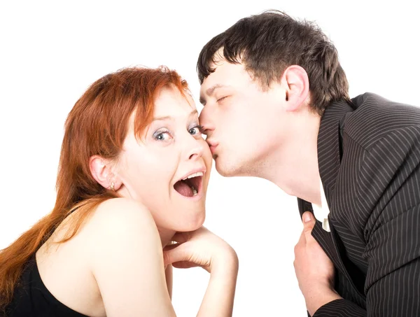 Férfi csók nő. — Stock Fotó