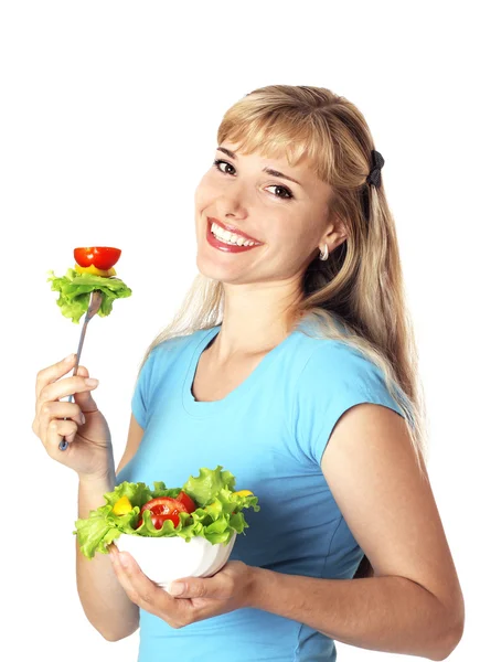 Mulher com prato de salada — Fotografia de Stock