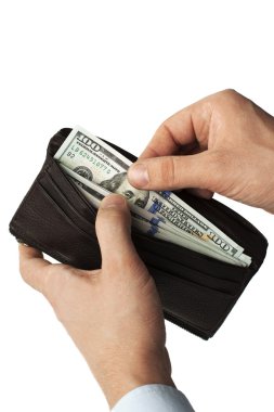 Taking Cash From a Wallet - Stock Image clipart