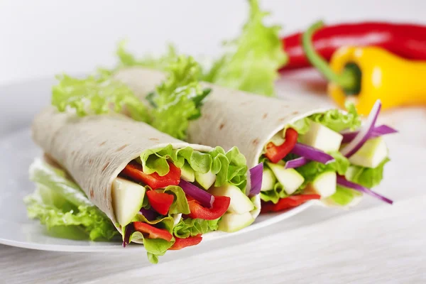 Vegetarian Salad Tortilla wraps — Stock Photo, Image