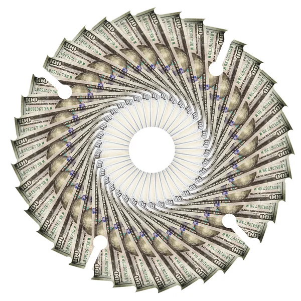 Kotouč okružní pily symbol dolaru, izolovaných na bílém poza — Stock fotografie