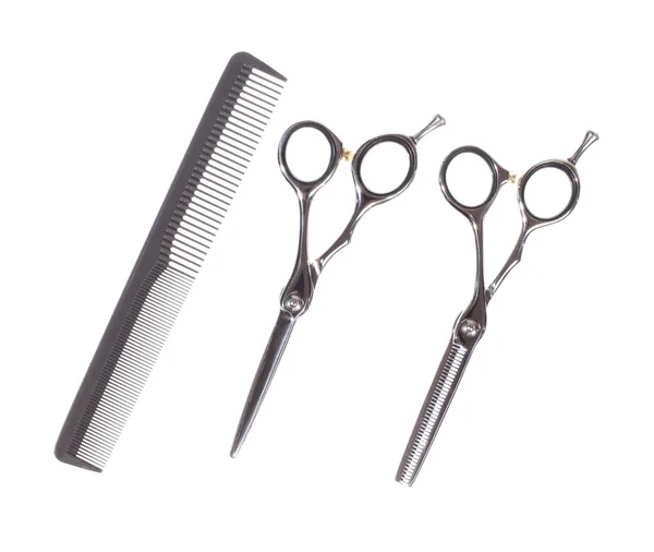 Professional hairdresser tools isolated on white - Stock image — Stock Photo, Image