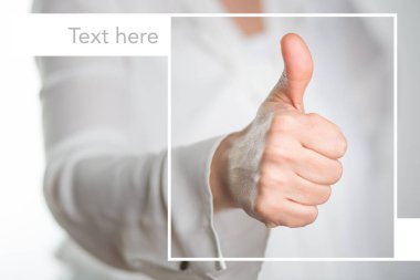 Pozitif ruh hali, başparmak yukarı, ders alanı ve beyaz arkaplan. yatay