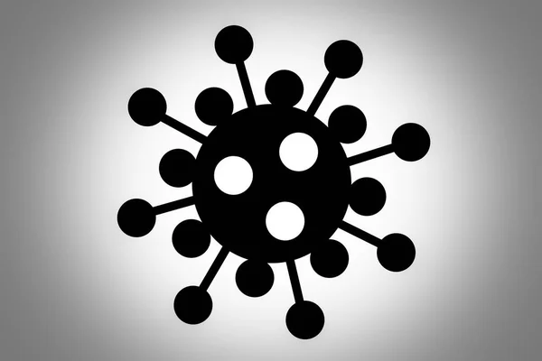 Corona Virus Symbol Schwarzer Flacher Illustration Isoliert Mit Verblassendem Weißem — Stockfoto