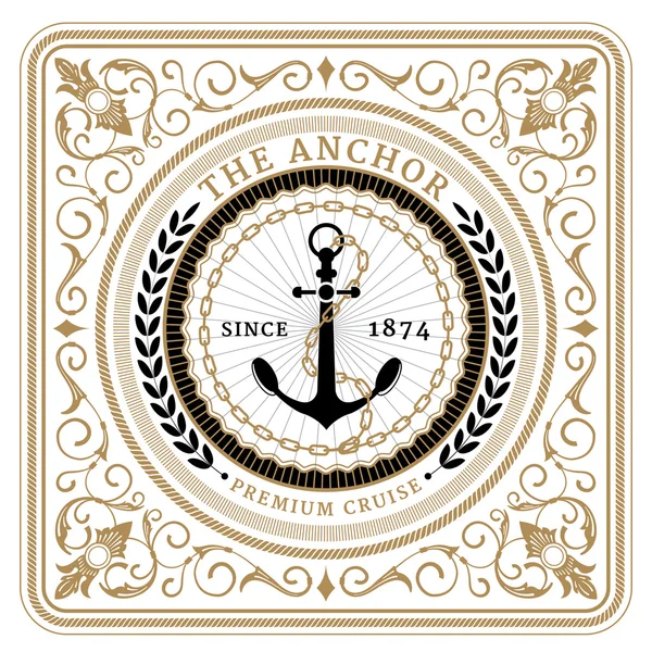 Nautical the anchor retro card — Stock Vector