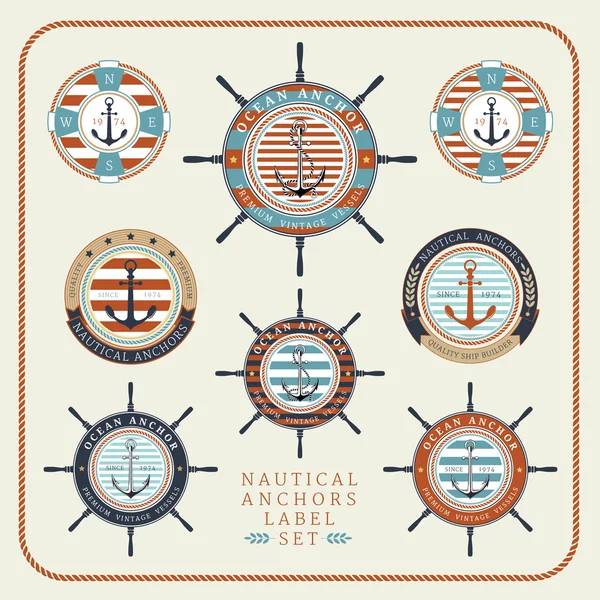 Nautical anchors label  set 03 — Stock Vector