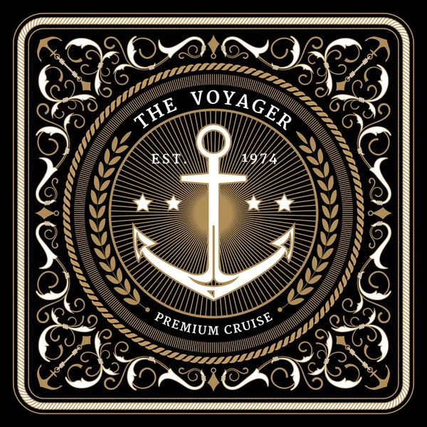 Nautisch die voyager retro card — Stockvektor