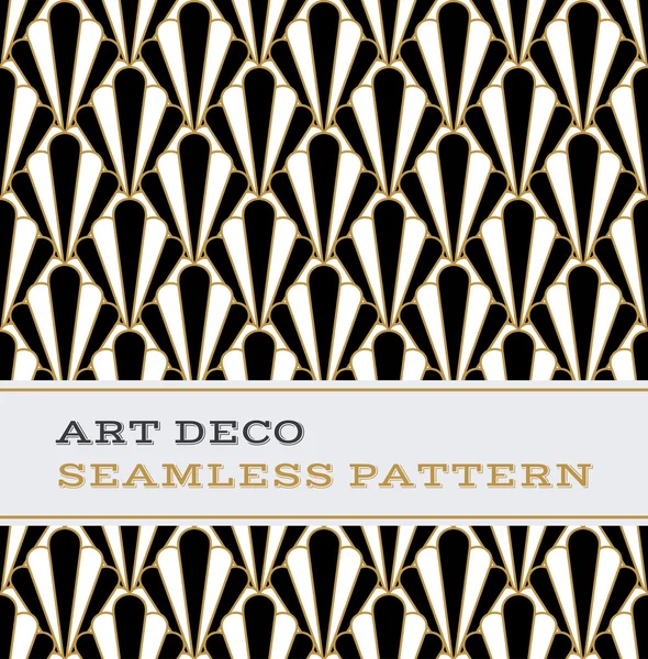 Art Deco sem costura padrão preto branco e dourado cores 01 —  Vetores de Stock