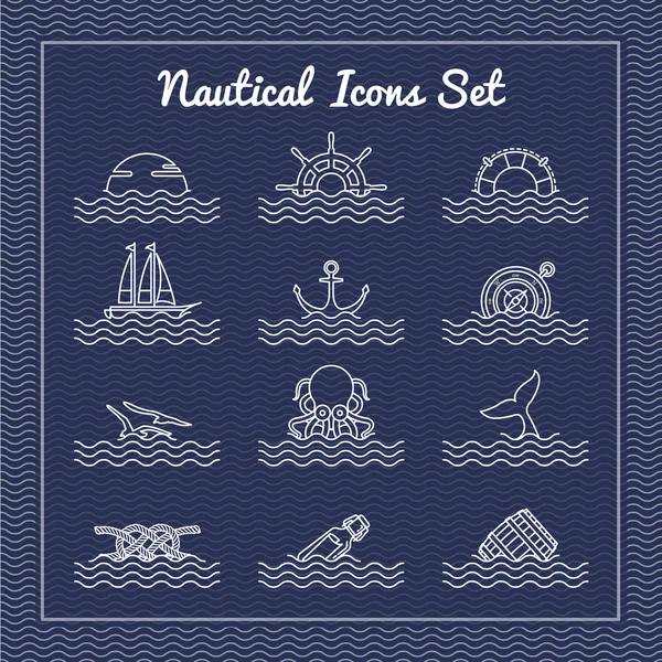 Set icone nautiche — Vettoriale Stock