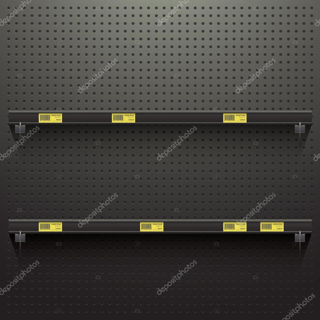 Dark Pegboard Background with shelves Stock Vector Image by ©EEspace