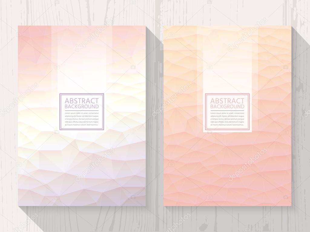 Abstract polygonal with square text peach background set