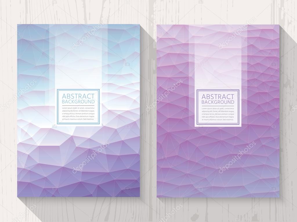 Abstract polygonal with square text lavender background set