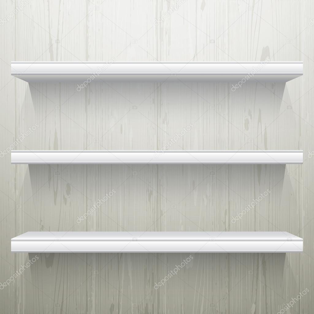 White wood background shelves