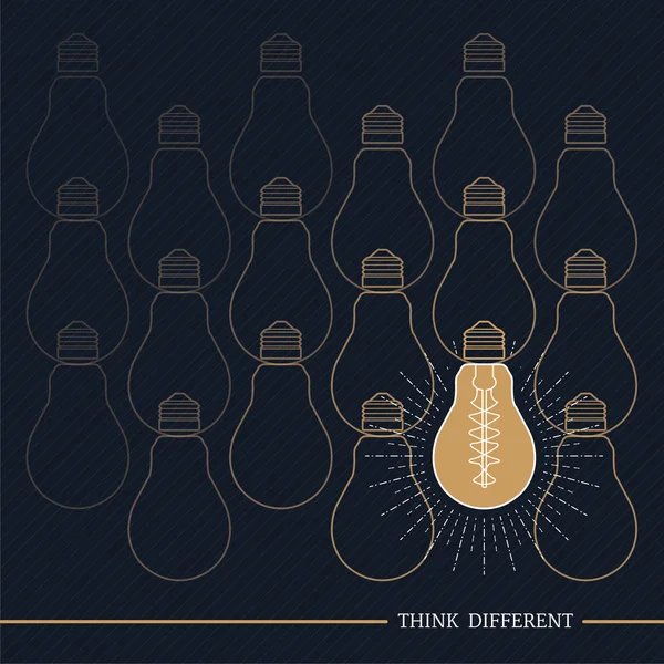 Vintage bulb think different — Stock Vector