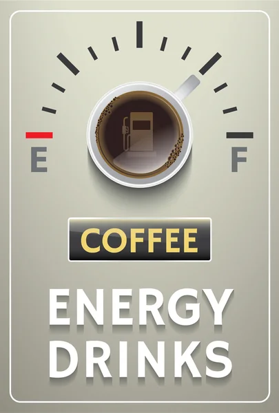 Koffie poster met '' energy drinks '' meten — Stockvector