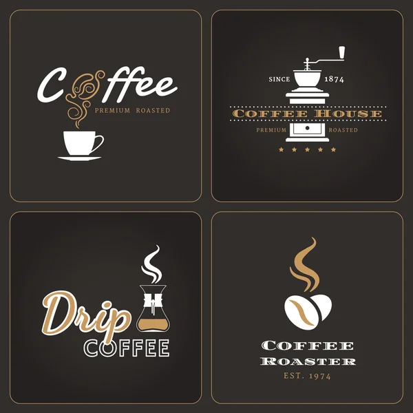 Set de insignias y etiquetas de cafetería de goteo — Vector de stock