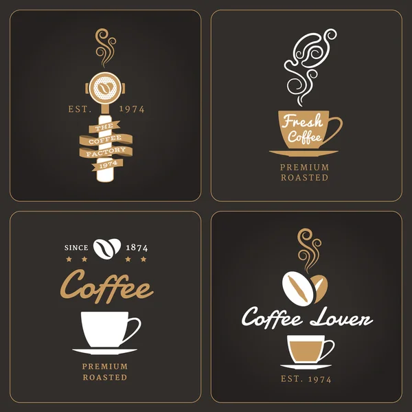 Aantal verticale koffie winkel badges en etiketten — Stockvector