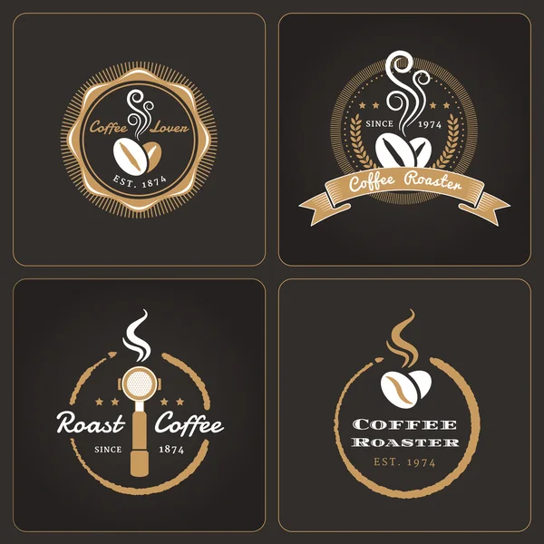 Set van ronde koffie winkel badges en etiketten — Stockvector