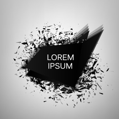 Üçgen patlaması tüm yönlere sıçramış. Vektör şablonu. Soyut arkaplan.