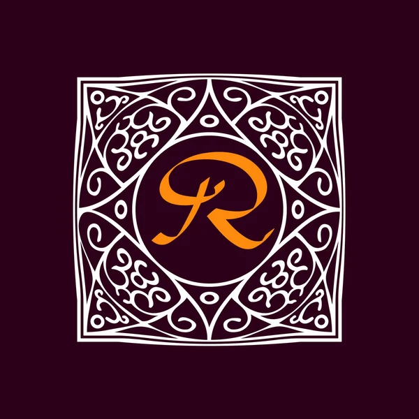 Süslü Monogram çerçeve ' R