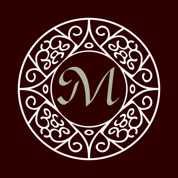 Monogramma decorato con cornice 'M' — Vettoriale Stock