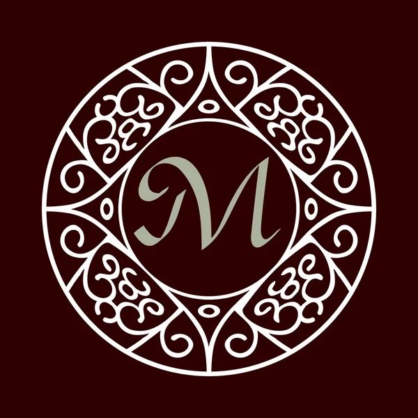 Ornate Monogram Frame 'M' — 스톡 벡터