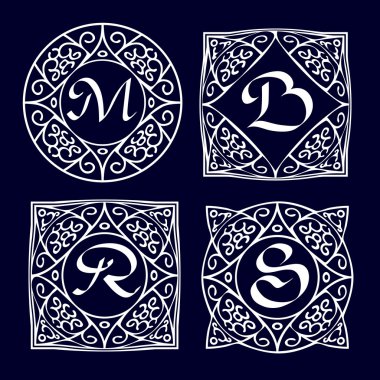 Süslü Monogram çerçeveler