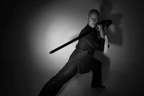 Mestre Wushu Processo Treinamento — Fotografia de Stock