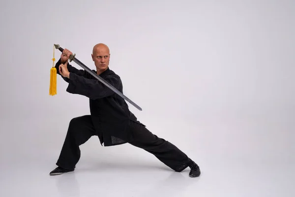 Mestre Wushu Processo Treinamento — Fotografia de Stock