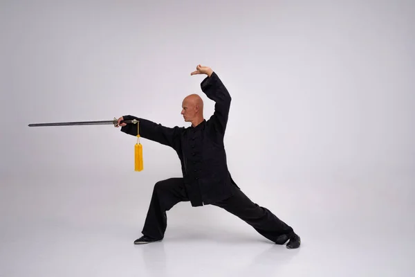 Master Wushu Nel Processo Formazione — Foto Stock