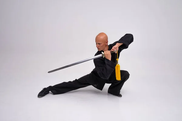 Master Wushu Nel Processo Formazione — Foto Stock