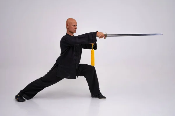 Wushu Master Training Process — Stock Photo, Image