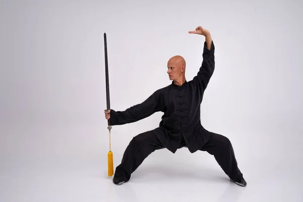 Wushu Master Training Process — Stock Photo, Image