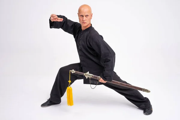 Wushu Meester Het Trainingsproces — Stockfoto