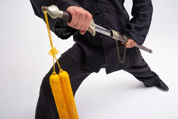 Mestre Wushu Processo Treinamento — Fotografia de Stock