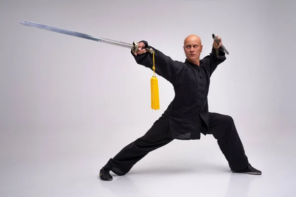 Wushu Master Training Process — Stock Photo, Image