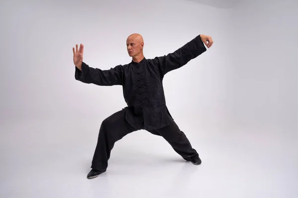 Wushu Maître Dans Processus Formation — Photo