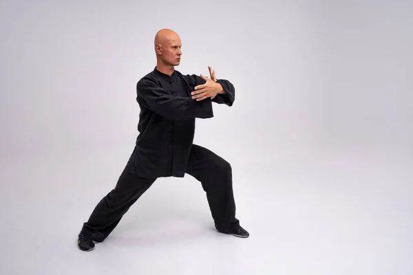 Mestre Wushu Processo Treinamento — Fotografia de Stock