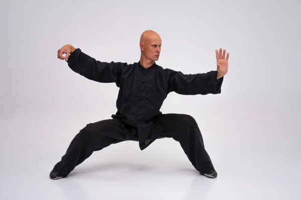 Wushu Maître Dans Processus Formation — Photo