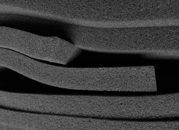 Υλικό Αφρού Μαύρου Σφουγγαριού Σωρός Από Μαύρο Αφρώδες Υλικό Σφουγγαριού — Φωτογραφία Αρχείου