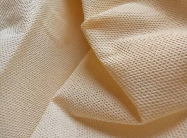 Crumpled Beige Polypropylene Fabric Fibers Non Woven Fabric Wrinkled Polypropylene — Zdjęcie stockowe