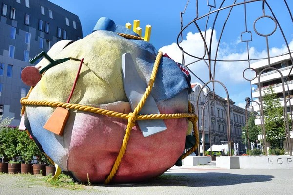 Arte Rua Moderna Escultura Colorida Cidade Berlim — Fotografia de Stock