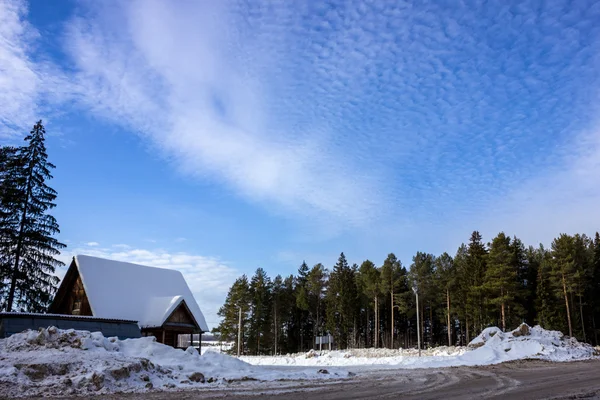 Дом в зимнем лесу — стоковое фото