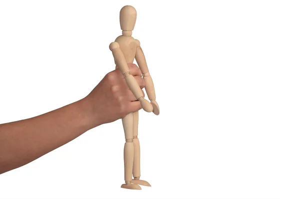 Hand he is holding up a mannequin — Stock Photo, Image