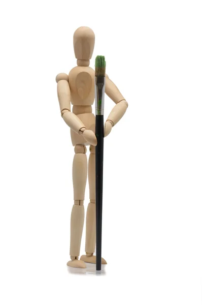 Manikin with brush — Stock Photo, Image