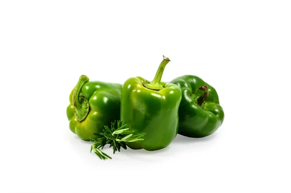 Three green peppers — Stock Photo, Image