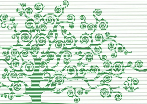 Дерево с изогнутыми ветвями зеленого цвета — стоковое фото