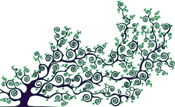 Дерево с зелеными ветвями — стоковый вектор